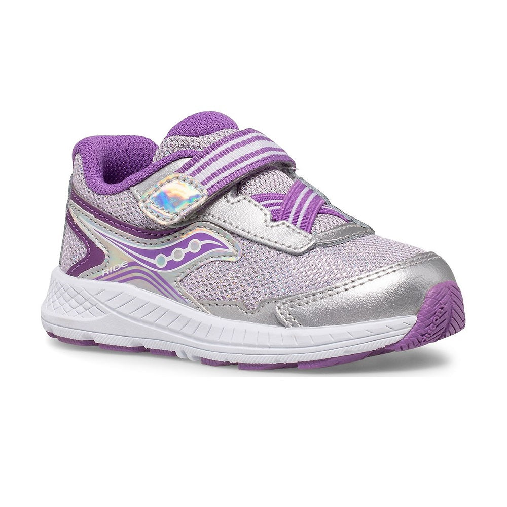 Saucony Kid's Ride 10 Jr. Sneaker (Silver/Purple)-Apparel-Saucony--babyandme.ca