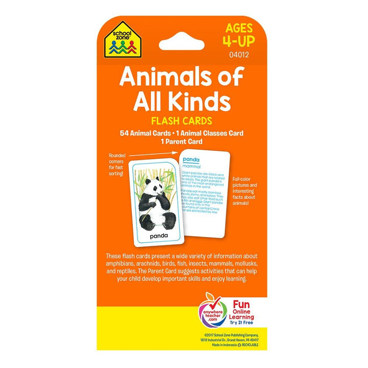 School Zone Flash Cards (Animals of All Kinds)-Toys & Learning-School Zone-030133 AM-babyandme.ca
