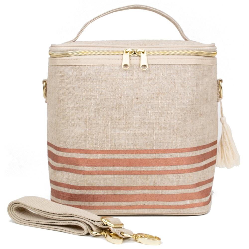 So Young Linen Lunch Poche (Rose Gold Horizontal Stripe)-Feeding-So Young-026063 RG-babyandme.ca