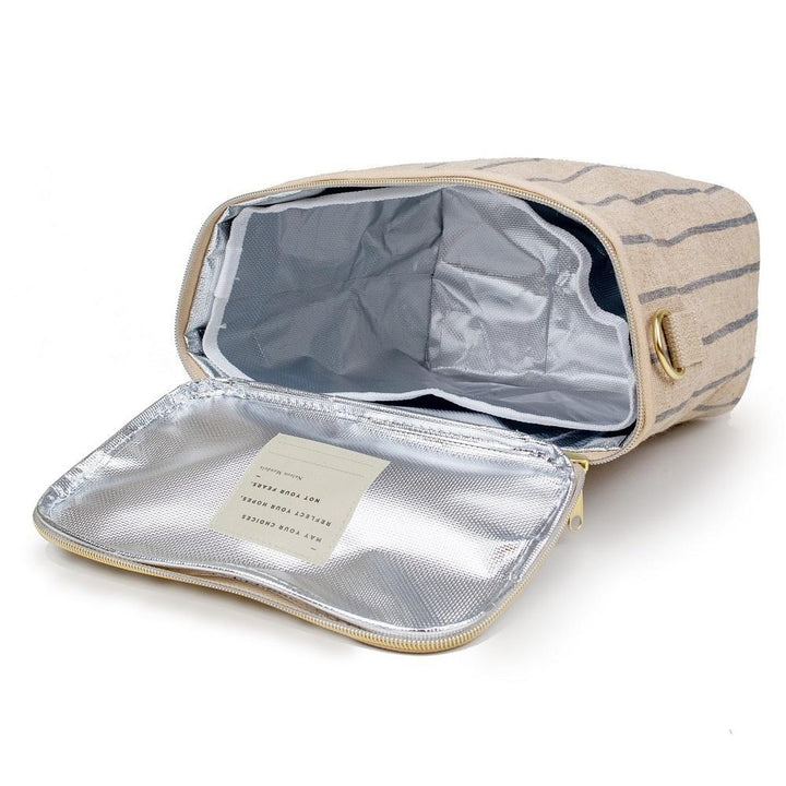So Young Linen Lunch Poche (Slate Pinstripe)-Feeding-So Young-026063 SS-babyandme.ca