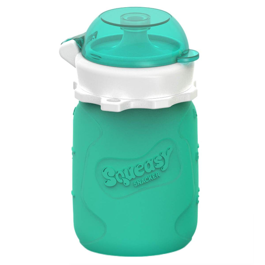 Squeasy Snacker Silicone Reusable Food Pouch 3.5oz (Aqua)-Feeding-Squeasy Gear-011207 AQ-babyandme.ca