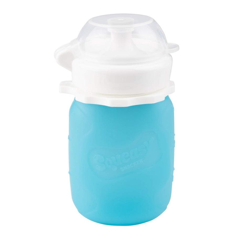 Squeasy Snacker Silicone Reusable Food Pouch 3.5oz (Clear Blue)-Feeding-Squeasy Gear-011207 CB-babyandme.ca