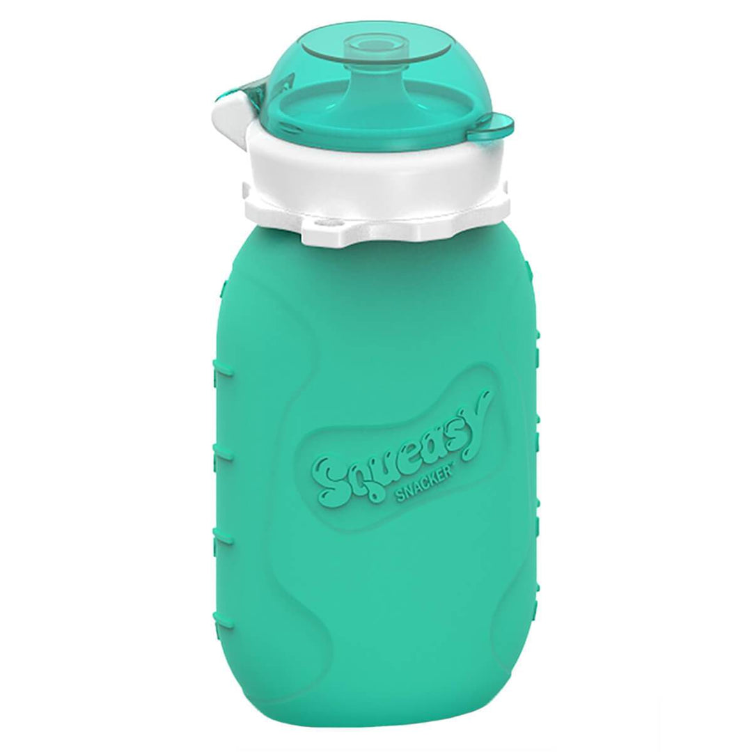 Squeasy Snacker Silicone Reusable Food Pouch 6oz (Aqua)-Feeding-Squeasy Gear-010800 AQ-babyandme.ca