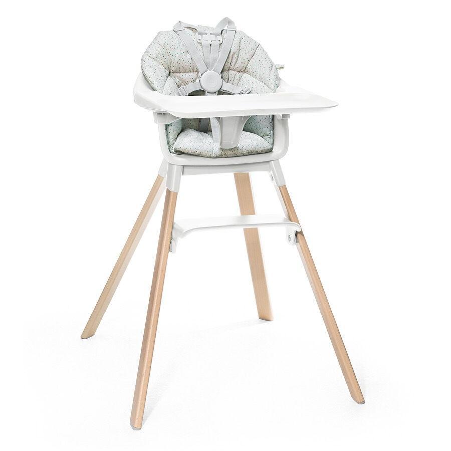 Stokke® Clikk™ High Chair & Travel Bag (White Chair/Grey Sprinkle Cushion) - IN STORE PICK UP ONLY-Feeding-Stokke-031464 WG-babyandme.ca
