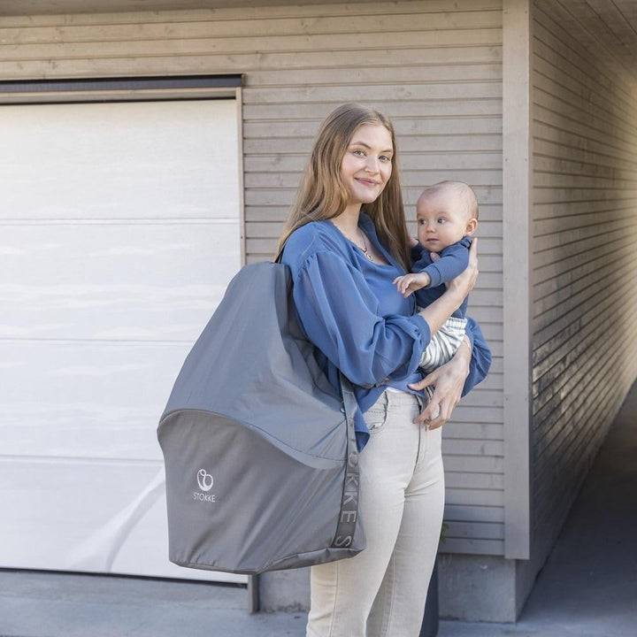 Stokke® Clikk™ High Chair & Travel Bag (White Chair/Grey Sprinkle Cushion) - IN STORE PICK UP ONLY-Feeding-Stokke-031464 WG-babyandme.ca