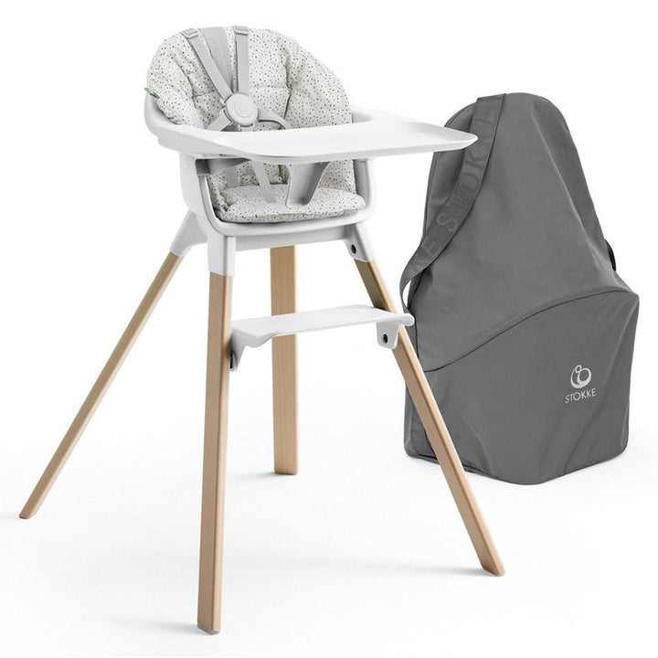 Stokke® Clikk™ High Chair & Travel Bag (White Chair/Grey Sprinkle Cushion) - IN STORE PICK UP ONLY-Feeding-Stokke-031464 WG-babyandme.ca