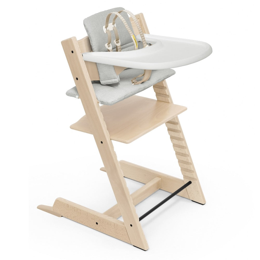 Stokke® Tripp Trapp® High Chair & Cushion with Stokke Tray (Natural/Nordic Grey)-Feeding-Stokke-027570 NN-babyandme.ca