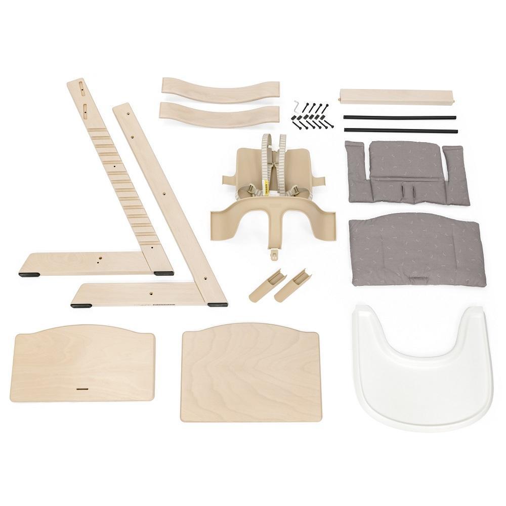 Stokke® Tripp Trapp® High Chair & Cushion with Stokke Tray (White/Silver Star)-Feeding-Stokke-027570 WS-babyandme.ca