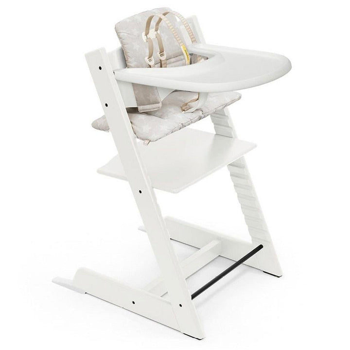 Stokke® Tripp Trapp® High Chair & Cushion with Stokke Tray (White/Silver Star)-Feeding-Stokke-027570 WS-babyandme.ca