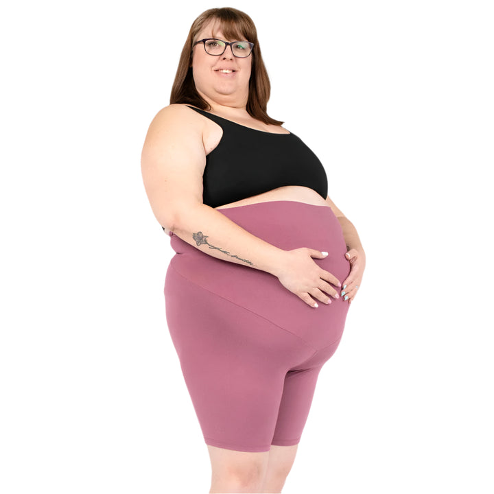 SweetLegs Maternity Biker Shorts (Dahlia)-Apparel-SweetLegs--babyandme.ca