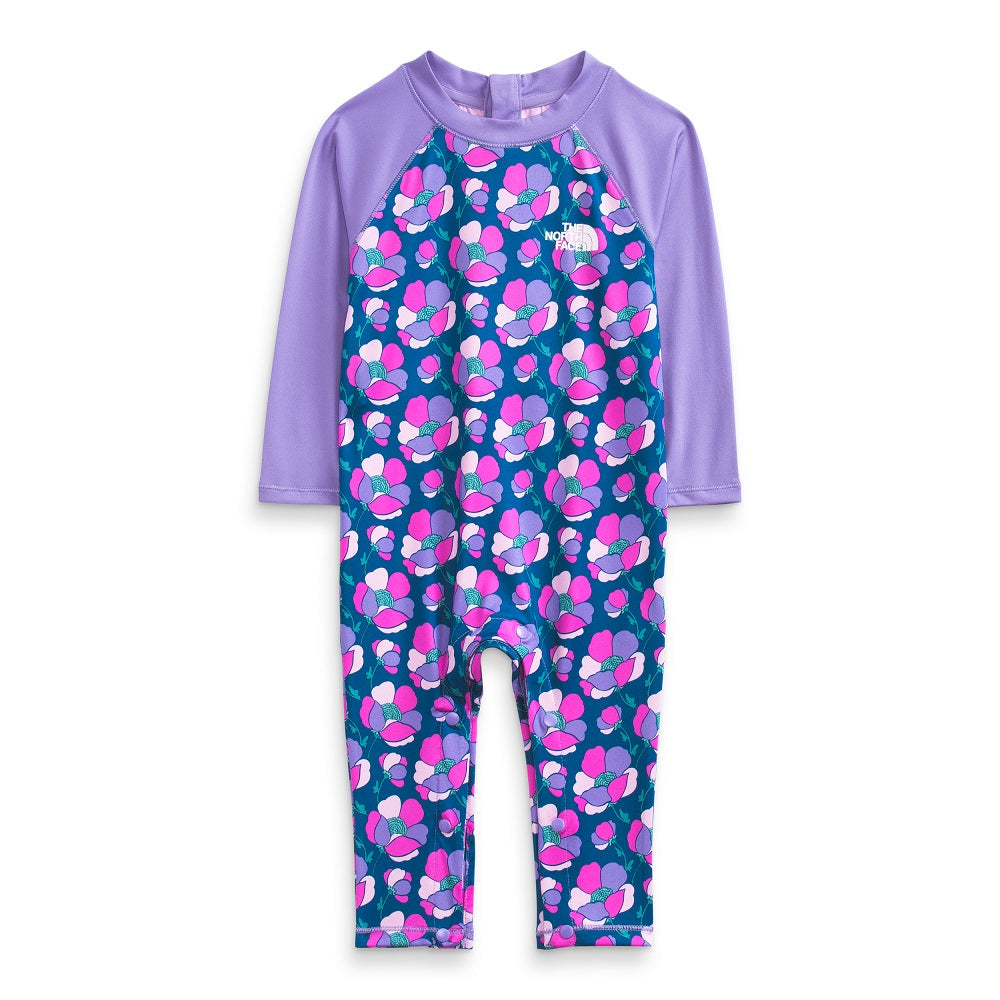 The North Face Infant Sun 1-Piece (Banff Blue Mountain Floral Print)-Apparel-The North Face--babyandme.ca