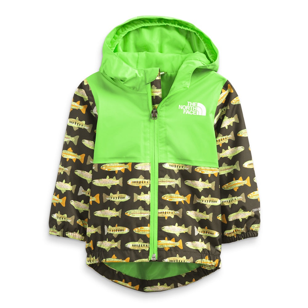The North Face Infant Zipline Rain Jacket (New Taupe Green Fly Reel Print)-Apparel-The North Face--babyandme.ca