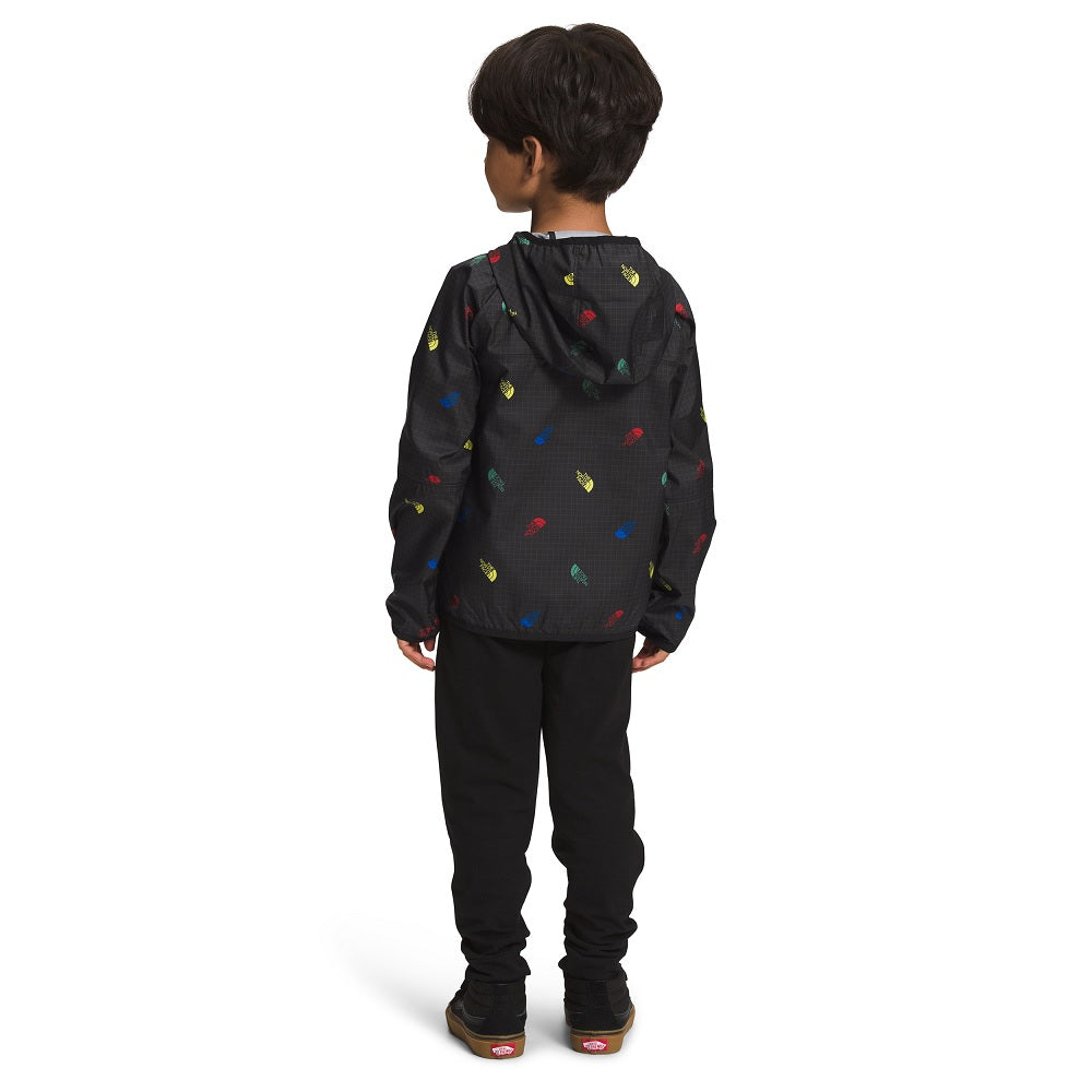 The North Face Kids' Never Stop Hooded Wind Jacket (TNF Black Tossed Logo Grid)-Apparel-The North Face--babyandme.ca