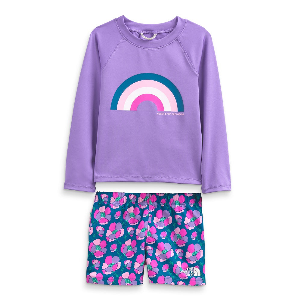The North Face Toddler Long Sleeve Sun Set (Banff Blue Mountain Floral Print)-Apparel-The North Face--babyandme.ca