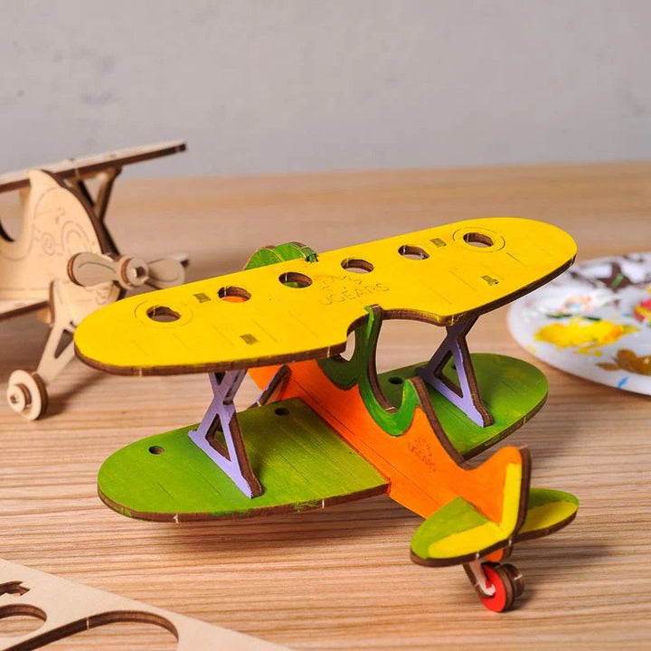 UGears 4Kids Colouring Model (Biplane) - FINAL SALE-Toys & Learning-UGears-031120 BP-babyandme.ca