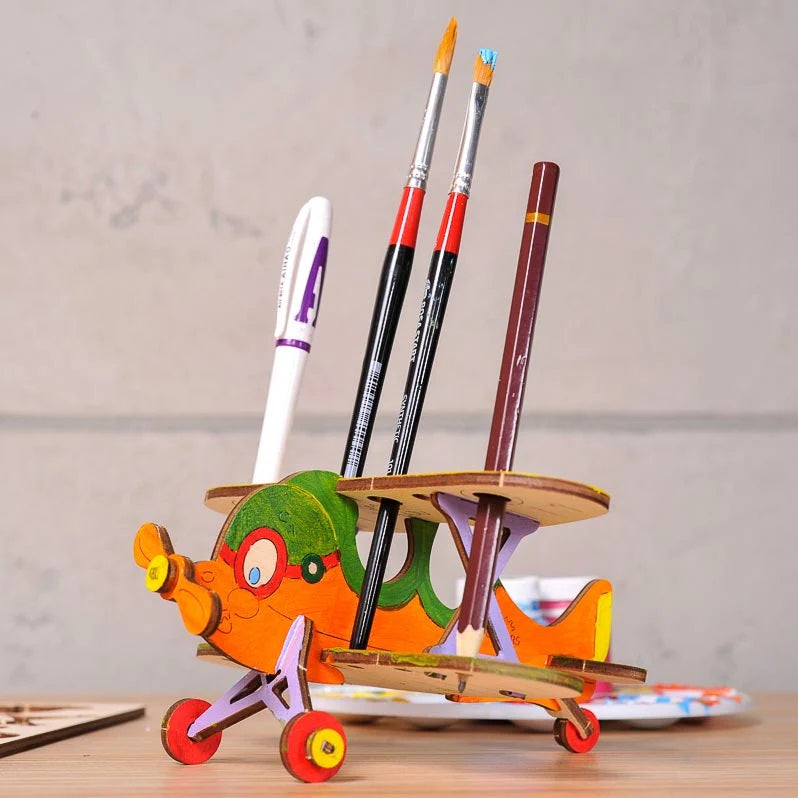 UGears 4Kids Colouring Model (Biplane) - FINAL SALE-Toys & Learning-UGears-031120 BP-babyandme.ca