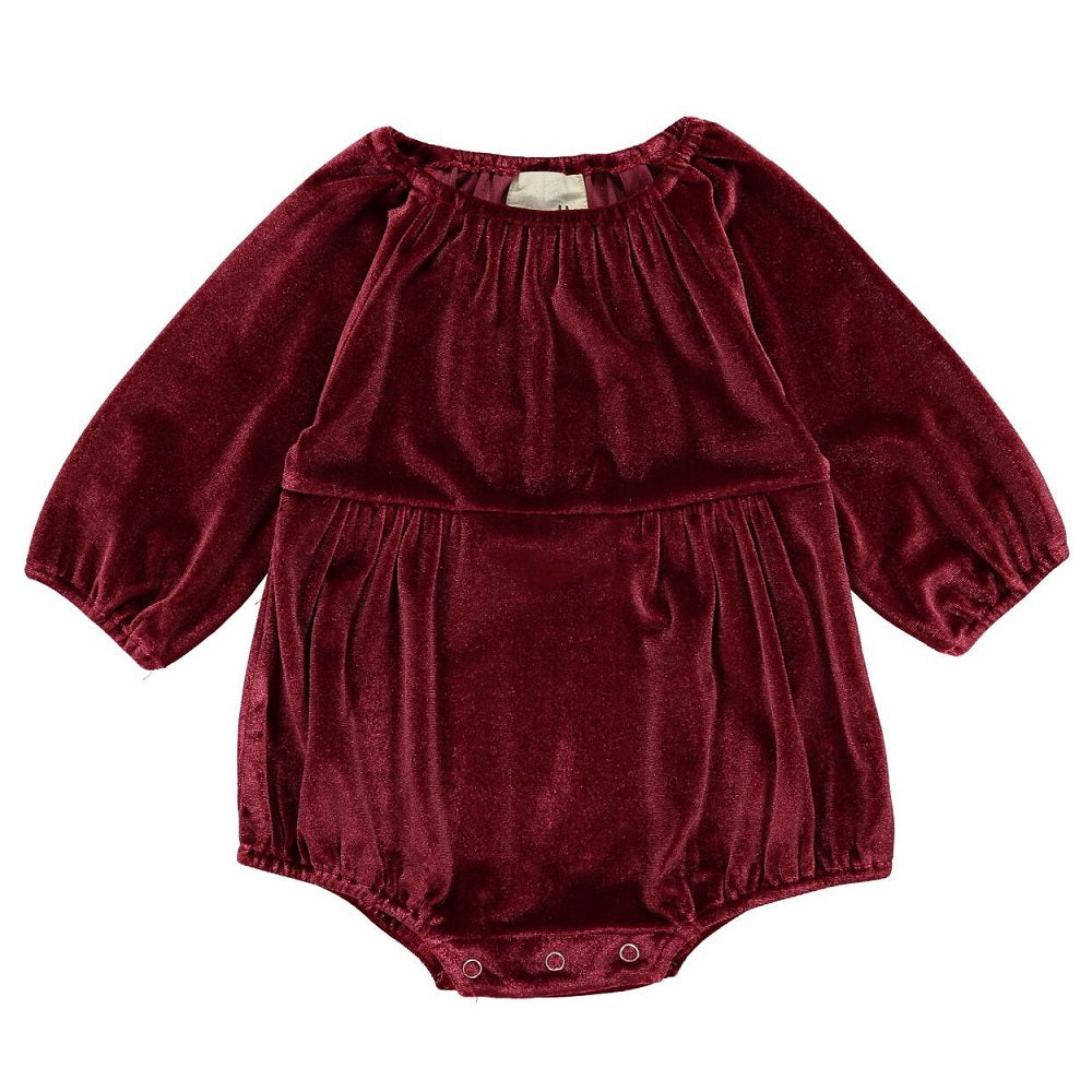 Vignette Daisy Velvet Bubble (Burgundy)-Apparel-Vignette--babyandme.ca