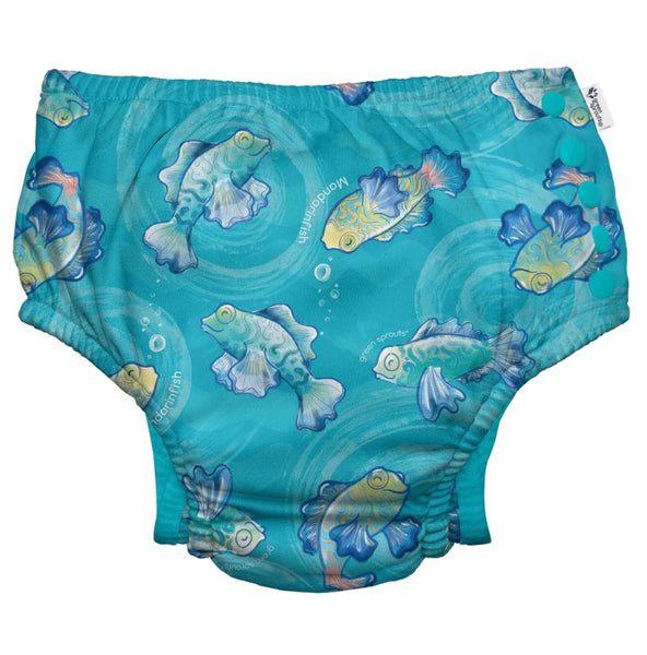iPlay Eco Snap Swim Diaper (Aqua Mandarin Fish)-Apparel-iPlay--babyandme.ca
