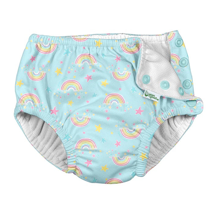 iPlay Snap Reusable Swim Diaper (Aqua Rainbows)-Apparel-iPlay--babyandme.ca