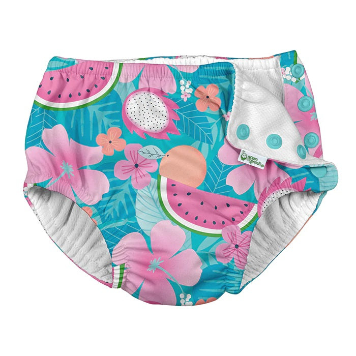 iPlay Snap Reusable Swim Diaper (Aqua Tropical Fruit)-Apparel-iPlay--babyandme.ca