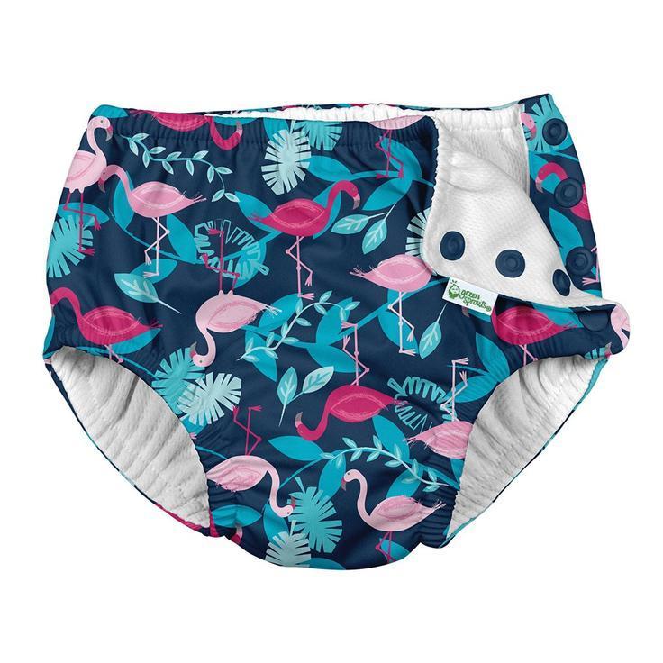 iPlay Snap Reusable Swim Diaper (Navy Flamingos)-Apparel-iPlay--babyandme.ca