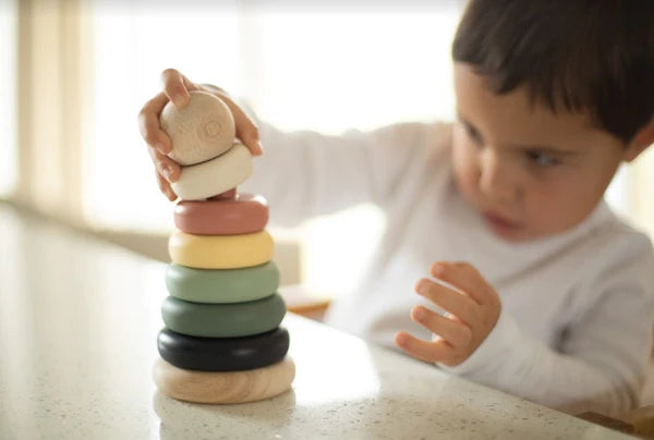 noüka Wood and Silicone Stacker (Storm Tower)-Toys & Learning-noüka-031720 ST-babyandme.ca